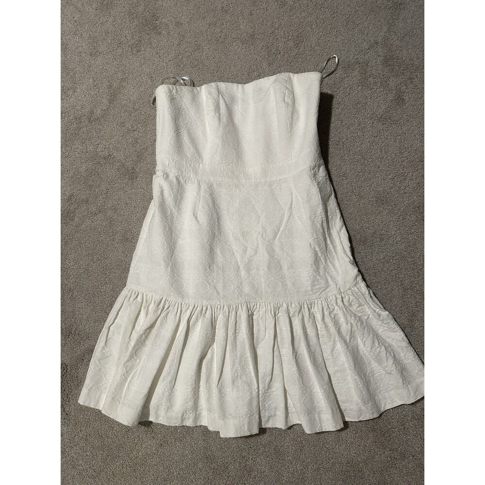 Vineyard Vines White Caning Jacquard Strapless Dress Size 12 VGUC
